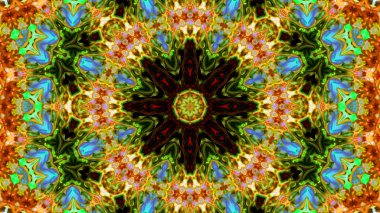 Soyut boya fırça mürekkep patlayabilir formanın düzgün kavramı simetrik desen süs dekoratif Kaleidoscope hareketi geometrik daire ve yıldız şekli