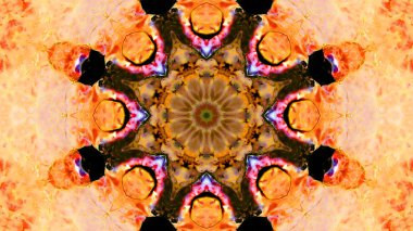 Soyut boya fırça mürekkep patlayabilir formanın düzgün kavramı simetrik desen süs dekoratif Kaleidoscope hareketi geometrik daire ve yıldız şekli