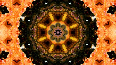 Soyut boya fırça mürekkep patlayabilir formanın düzgün kavramı simetrik desen süs dekoratif Kaleidoscope hareketi geometrik daire ve yıldız şekli