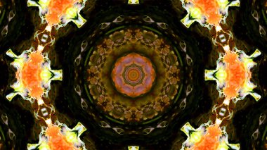 Soyut boya fırça mürekkep patlayabilir formanın düzgün kavramı simetrik desen süs dekoratif Kaleidoscope hareketi geometrik daire ve yıldız şekli