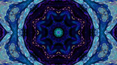 Soyut boya fırça mürekkep patlayabilir formanın düzgün kavramı simetrik desen süs dekoratif Kaleidoscope hareketi geometrik daire ve yıldız şekli