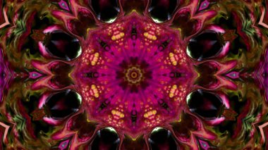 Soyut boya fırça mürekkep patlayabilir formanın düzgün kavramı simetrik desen süs dekoratif Kaleidoscope hareketi geometrik daire ve yıldız şekli