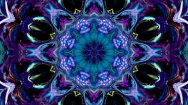 Soyut boya fırça mürekkep patlayabilir formanın düzgün kavramı simetrik desen süs dekoratif Kaleidoscope hareketi geometrik daire ve yıldız şekli