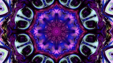 Soyut boya fırça mürekkep patlayabilir formanın düzgün kavramı simetrik desen süs dekoratif Kaleidoscope hareketi geometrik daire ve yıldız şekli