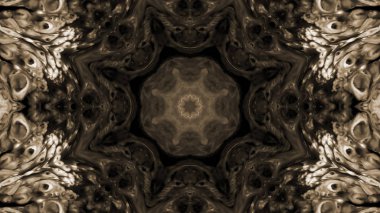 Soyut boya fırça mürekkep patlayabilir formanın düzgün kavramı simetrik desen süs dekoratif Kaleidoscope hareketi geometrik daire ve yıldız şekli