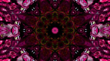 Soyut boya fırça mürekkep patlayabilir formanın düzgün kavramı simetrik desen süs dekoratif Kaleidoscope hareketi geometrik daire ve yıldız şekli