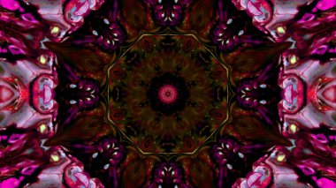 Soyut boya fırça mürekkep patlayabilir formanın düzgün kavramı simetrik desen süs dekoratif Kaleidoscope hareketi geometrik daire ve yıldız şekli