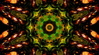 Soyut boya fırça mürekkep patlayabilir formanın düzgün kavramı simetrik desen süs dekoratif Kaleidoscope hareketi geometrik daire ve yıldız şekli