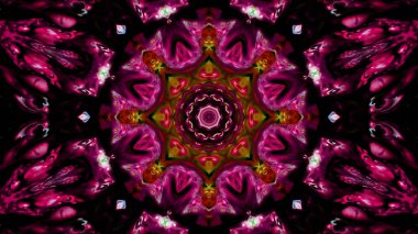 Soyut boya fırça mürekkep patlayabilir formanın düzgün kavramı simetrik desen süs dekoratif Kaleidoscope hareketi geometrik daire ve yıldız şekli