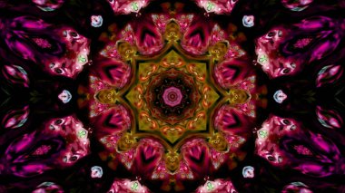 Soyut boya fırça mürekkep patlayabilir formanın düzgün kavramı simetrik desen süs dekoratif Kaleidoscope hareketi geometrik daire ve yıldız şekli