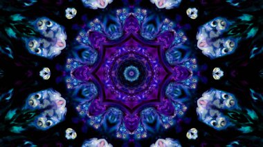 Soyut boya fırça mürekkep patlayabilir formanın düzgün kavramı simetrik desen süs dekoratif Kaleidoscope hareketi geometrik daire ve yıldız şekli