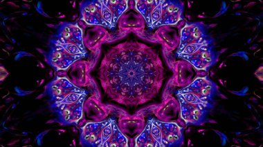 Soyut boya fırça mürekkep patlayabilir formanın düzgün kavramı simetrik desen süs dekoratif Kaleidoscope hareketi geometrik daire ve yıldız şekli