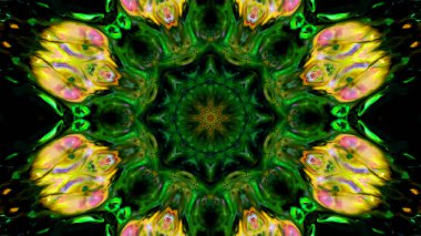 Soyut boya fırça mürekkep patlayabilir formanın düzgün kavramı simetrik desen süs dekoratif Kaleidoscope hareketi geometrik daire ve yıldız şekli