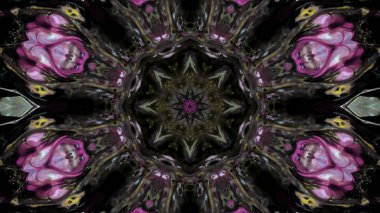 Soyut boya fırça mürekkep patlayabilir formanın düzgün kavramı simetrik desen süs dekoratif Kaleidoscope hareketi geometrik daire ve yıldız şekli