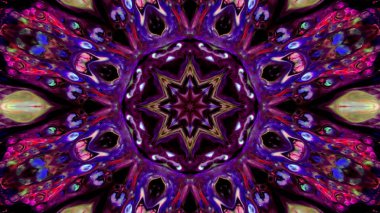 Soyut boya fırça mürekkep patlayabilir formanın düzgün kavramı simetrik desen süs dekoratif Kaleidoscope hareketi geometrik daire ve yıldız şekli