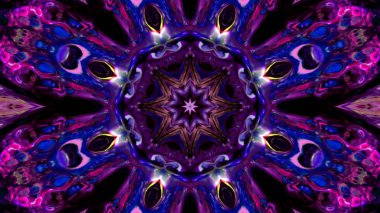 Soyut boya fırça mürekkep patlayabilir formanın düzgün kavramı simetrik desen süs dekoratif Kaleidoscope hareketi geometrik daire ve yıldız şekli