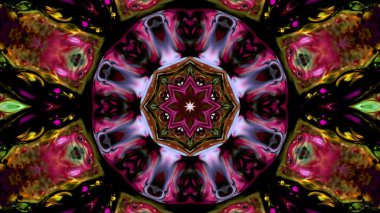 Soyut boya fırça mürekkep patlayabilir formanın düzgün kavramı simetrik desen süs dekoratif Kaleidoscope hareketi geometrik daire ve yıldız şekli