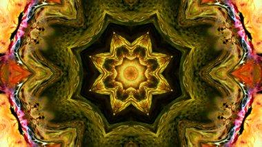 Soyut boya fırça mürekkep patlayabilir formanın düzgün kavramı simetrik desen süs dekoratif Kaleidoscope hareketi geometrik daire ve yıldız şekli