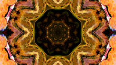 Soyut boya fırça mürekkep patlayabilir formanın düzgün kavramı simetrik desen süs dekoratif Kaleidoscope hareketi geometrik daire ve yıldız şekli