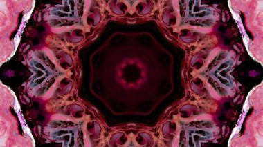 Soyut boya fırça mürekkep patlayabilir formanın düzgün kavramı simetrik desen süs dekoratif Kaleidoscope hareketi geometrik daire ve yıldız şekli