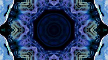 Soyut boya fırça mürekkep patlayabilir formanın düzgün kavramı simetrik desen süs dekoratif Kaleidoscope hareketi geometrik daire ve yıldız şekli