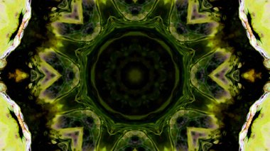 Soyut boya fırça mürekkep patlayabilir formanın düzgün kavramı simetrik desen süs dekoratif Kaleidoscope hareketi geometrik daire ve yıldız şekli