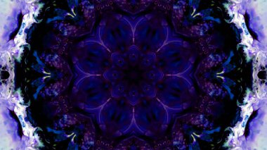 Soyut boya fırça mürekkep patlayabilir formanın düzgün kavramı simetrik desen süs dekoratif Kaleidoscope hareketi geometrik daire ve yıldız şekli