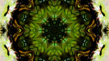 Soyut boya fırça mürekkep patlayabilir formanın düzgün kavramı simetrik desen süs dekoratif Kaleidoscope hareketi geometrik daire ve yıldız şekli