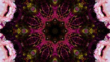 Soyut boya fırça mürekkep patlayabilir formanın düzgün kavramı simetrik desen süs dekoratif Kaleidoscope hareketi geometrik daire ve yıldız şekli