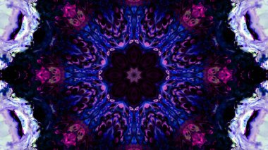 Soyut boya fırça mürekkep patlayabilir formanın düzgün kavramı simetrik desen süs dekoratif Kaleidoscope hareketi geometrik daire ve yıldız şekli