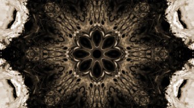 Soyut boya fırça mürekkep patlayabilir formanın düzgün kavramı simetrik desen süs dekoratif Kaleidoscope hareketi geometrik daire ve yıldız şekli