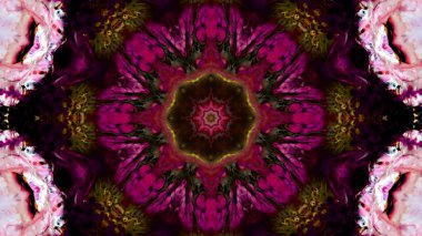 Soyut boya fırça mürekkep patlayabilir formanın düzgün kavramı simetrik desen süs dekoratif Kaleidoscope hareketi geometrik daire ve yıldız şekli