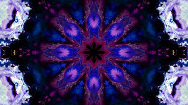 Soyut boya fırça mürekkep patlayabilir formanın düzgün kavramı simetrik desen süs dekoratif Kaleidoscope hareketi geometrik daire ve yıldız şekli