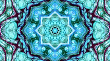 Soyut boya fırça mürekkep patlayabilir formanın düzgün kavramı simetrik desen süs dekoratif Kaleidoscope hareketi geometrik daire ve yıldız şekli