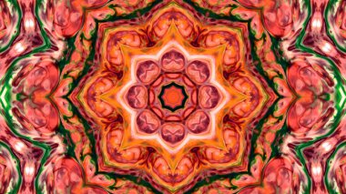 Soyut boya fırça mürekkep patlayabilir formanın düzgün kavramı simetrik desen süs dekoratif Kaleidoscope hareketi geometrik daire ve yıldız şekli