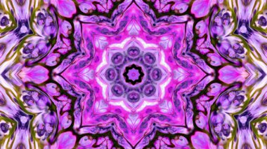 Soyut boya fırça mürekkep patlayabilir formanın düzgün kavramı simetrik desen süs dekoratif Kaleidoscope hareketi geometrik daire ve yıldız şekli