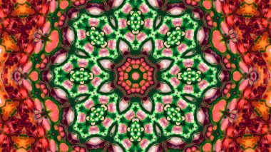 Soyut boya fırça mürekkep patlayabilir formanın düzgün kavramı simetrik desen süs dekoratif Kaleidoscope hareketi geometrik daire ve yıldız şekli