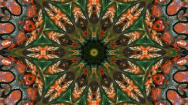 Soyut boya fırça mürekkep patlayabilir formanın düzgün kavramı simetrik desen süs dekoratif Kaleidoscope hareketi geometrik daire ve yıldız şekli