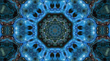 Soyut boya fırça mürekkep patlayabilir formanın düzgün kavramı simetrik desen süs dekoratif Kaleidoscope hareketi geometrik daire ve yıldız şekli