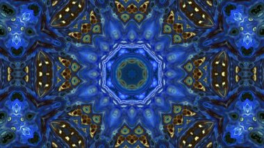 Soyut boya fırça mürekkep patlayabilir formanın düzgün kavramı simetrik desen süs dekoratif Kaleidoscope hareketi geometrik daire ve yıldız şekli