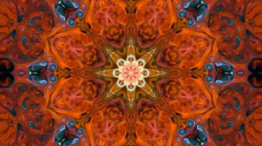 Soyut boya fırça mürekkep patlayabilir formanın düzgün kavramı simetrik desen süs dekoratif Kaleidoscope hareketi geometrik daire ve yıldız şekli