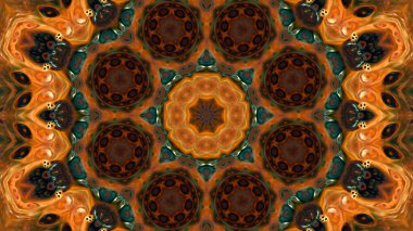 Soyut boya fırça mürekkep patlayabilir formanın düzgün kavramı simetrik desen süs dekoratif Kaleidoscope hareketi geometrik daire ve yıldız şekli