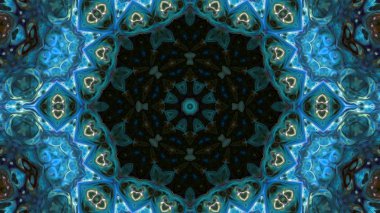 Soyut boya fırça mürekkep patlayabilir formanın düzgün kavramı simetrik desen süs dekoratif Kaleidoscope hareketi geometrik daire ve yıldız şekli