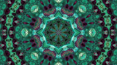 Soyut boya fırça mürekkep patlayabilir formanın düzgün kavramı simetrik desen süs dekoratif Kaleidoscope hareketi geometrik daire ve yıldız şekli