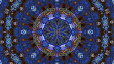 Soyut boya fırça mürekkep patlayabilir formanın düzgün kavramı simetrik desen süs dekoratif Kaleidoscope hareketi geometrik daire ve yıldız şekli