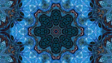 Soyut boya fırça mürekkep patlayabilir formanın düzgün kavramı simetrik desen süs dekoratif Kaleidoscope hareketi geometrik daire ve yıldız şekli