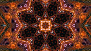 Soyut boya fırça mürekkep patlayabilir formanın düzgün kavramı simetrik desen süs dekoratif Kaleidoscope hareketi geometrik daire ve yıldız şekli