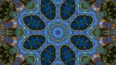 Soyut boya fırça mürekkep patlayabilir formanın düzgün kavramı simetrik desen süs dekoratif Kaleidoscope hareketi geometrik daire ve yıldız şekli