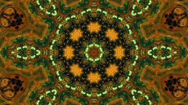 Soyut boya fırça mürekkep patlayabilir formanın düzgün kavramı simetrik desen süs dekoratif Kaleidoscope hareketi geometrik daire ve yıldız şekli