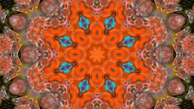 Soyut boya fırça mürekkep patlayabilir formanın düzgün kavramı simetrik desen süs dekoratif Kaleidoscope hareketi geometrik daire ve yıldız şekli